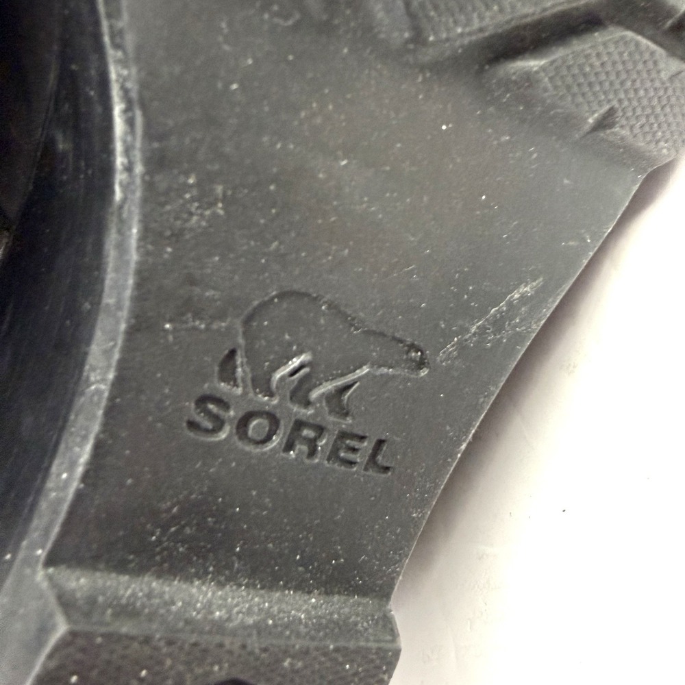 SOREL Black Leather Wedge Ankle Boots with Buckle Straps - Picture 9 of 12